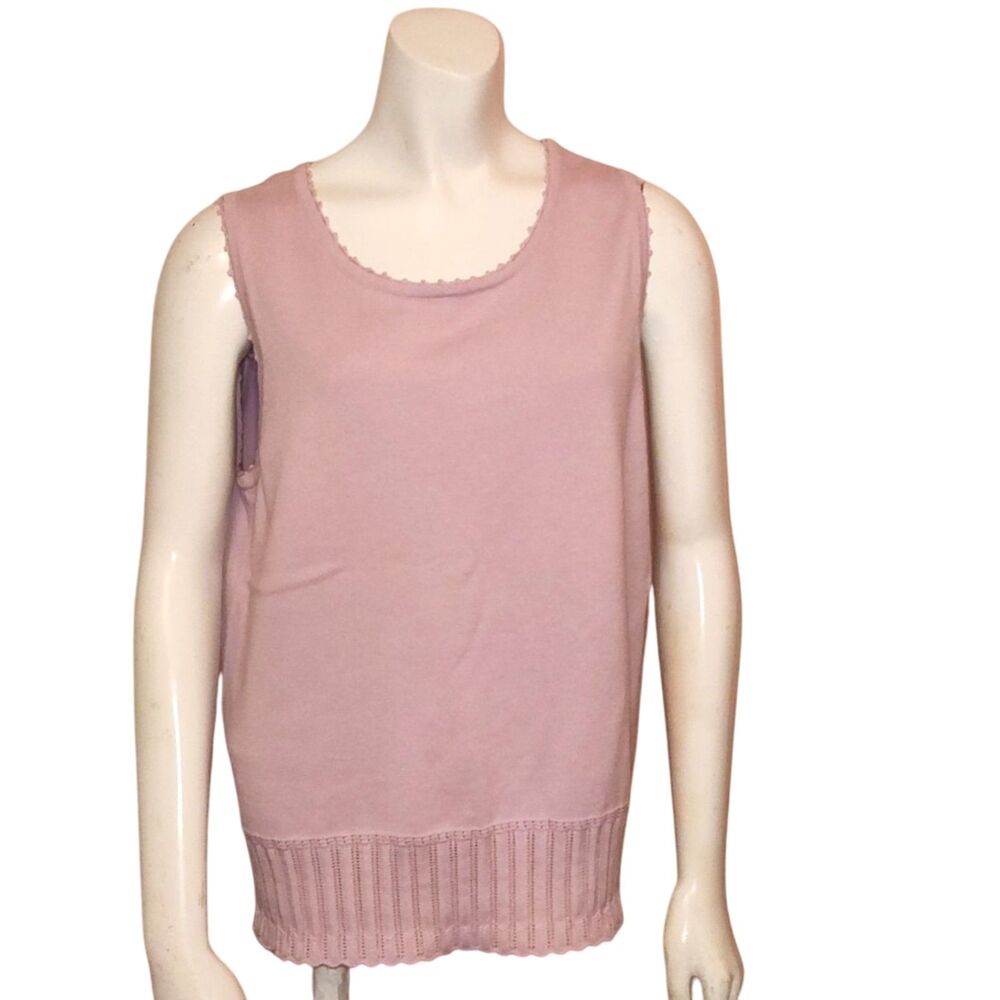 Vintage Lilac Sleeveless Knit Sweater Top Womens Size Large